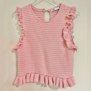 Zara Pink Knit Top New With Tags Size Medium
